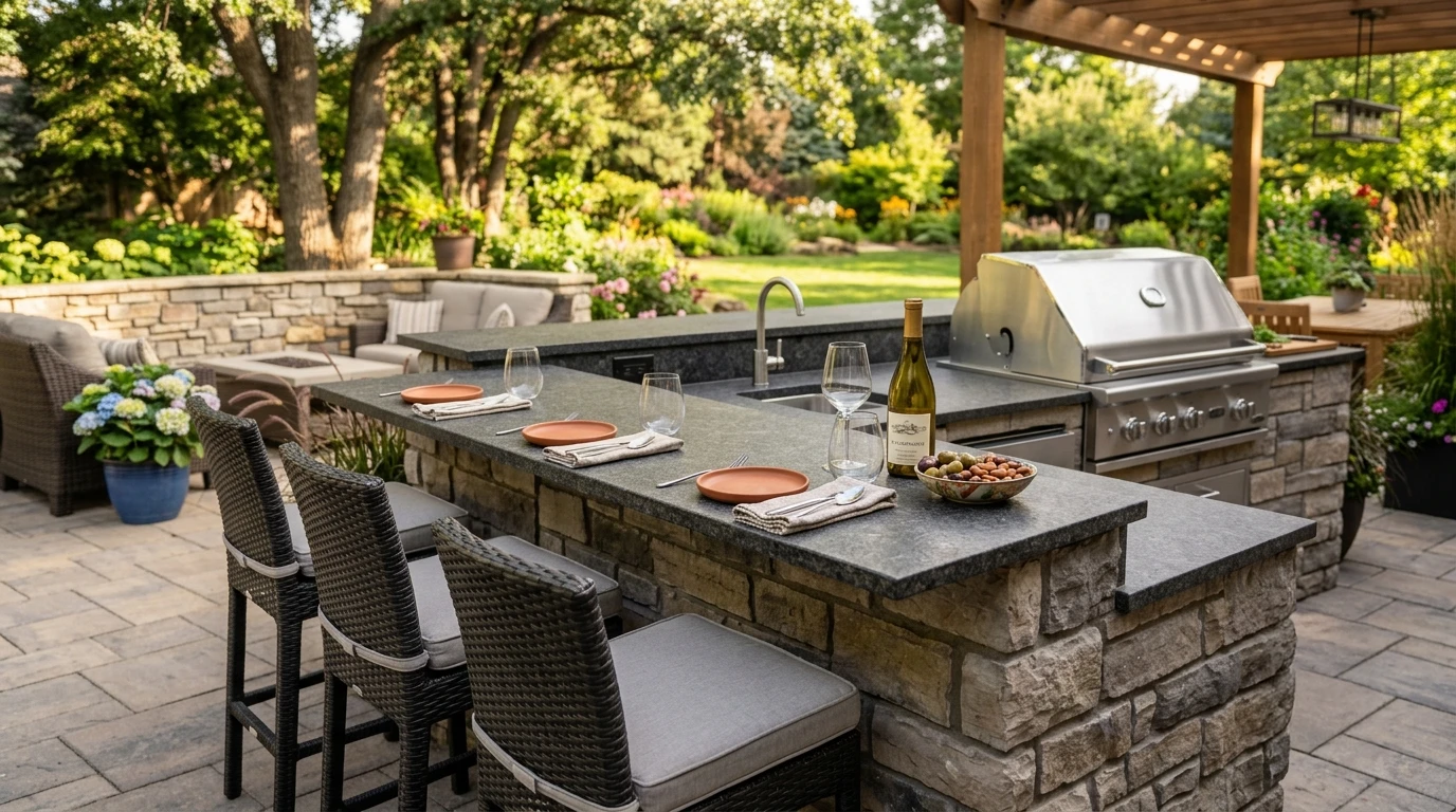 outdoor kitchen bar seating